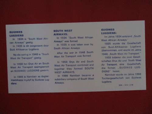 FDC No.1 SWA AIRWAYS 20 YEARS WALVISBAAI -EROS SIGNED BY 2 PILOTS 1/3/78