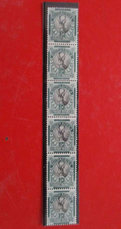 SACC 42c 1/2d coil strip of 4(6) (AA EE AE) MNH