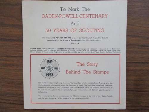 POSTER STAMPS 50 YEARS OF SCOUTING-BADEN POWELL CENTENARY(Gum disturbance)