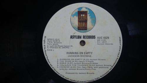 Jackson Brown - Running On Empty - Vinyl LP record - Asylum Records - 1977 - EX