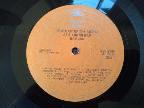 RAM JAM - Portrait of the Artist as a Young Ram - RARE Vinyl LP record - Epic - 1978 - VG+