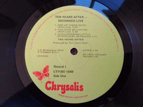 Ten Years After - Recorded Live - Double Vinyl LP record - Chrysalis - 1973 - VG+