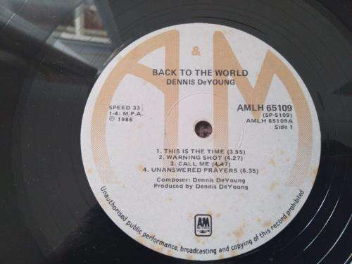 Dennis DeYoung - Back To The World - Vinyl LP record - A&M Records - 1986 - EX