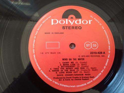 Crosby, Nash - Wind On The Water - Vinyl LP record - Polydor - 1975 - EX