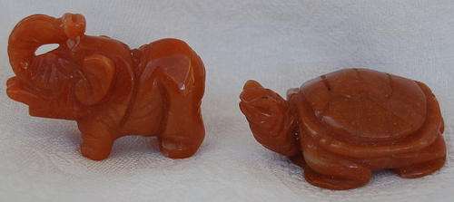 CARNELIAN CARVED ELEPHANT & TORTOISE
