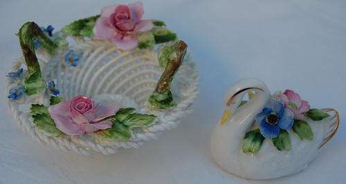 ROYAL ADDERLEY BONE CHINA BASKET & SWAN