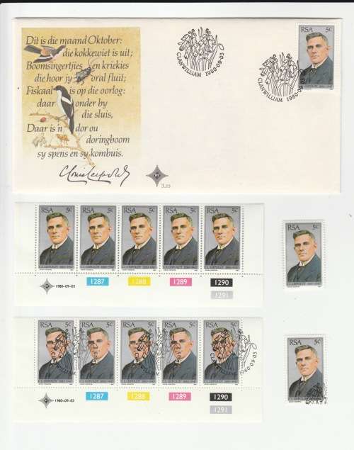 1980 RSA C Louis Leipoldt FDC 3.23  & Block