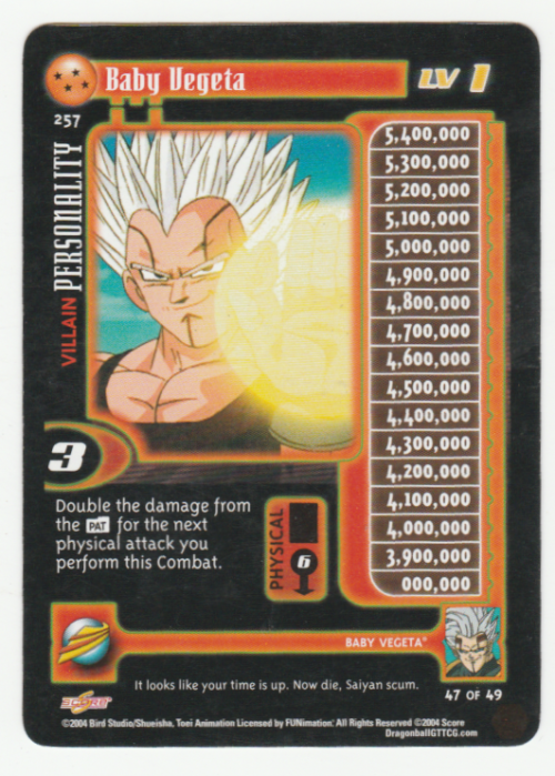 Dragon Ball GT - Baby Vegeta - Baby Vegeta/ Villian Personality (47/49) Personality / Baby Saga