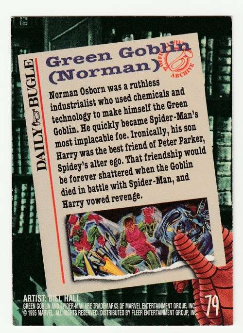 1995 Fleer Ultra Spider-Man (Marvel) - Green Goblin 79 - Legacy - Bill Hall