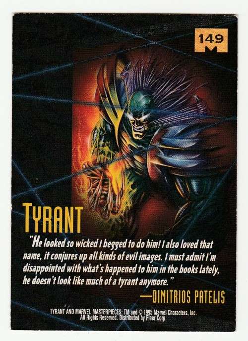1995 Fleer Marvel Masterpieces Picks - Tyrant 149 - Dimitrios Patelis