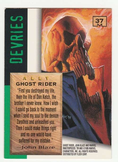 1995 Fleer Marvel Masterpieces  - Ghost Rider 37 - Ally - Devries