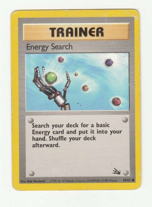 Pokemon FOSSIL Wizards Of The Coast 1999 - Trainer Energy Search 59/62 - Common