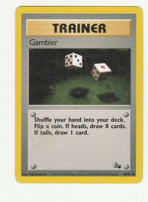 Pokemon FOSSIL Wizards Of The Coast 1999 - Trainer Gambler 60/62 - Common