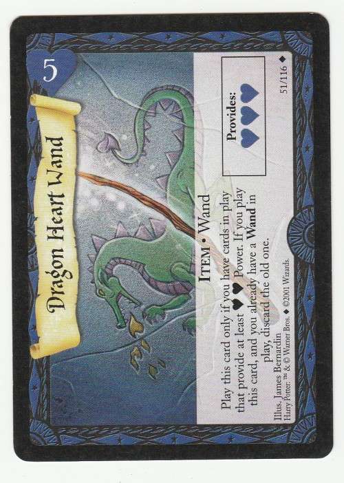 2001 Wizards Harry Potter Trading Card Game Dragon Heart Wand 51/116