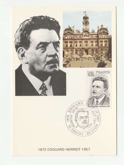 1977 France 10/77 Edouard Herriot 1872 - 1957 Maxicard