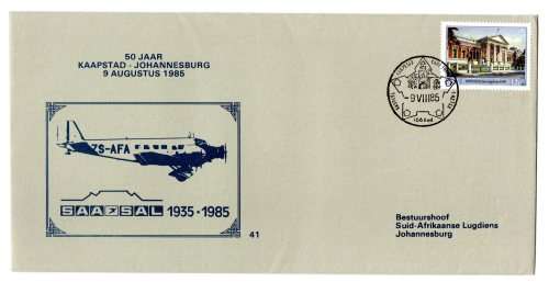 1985 RSA SAA 50 Years JHB- CT Commemorative Cover 41