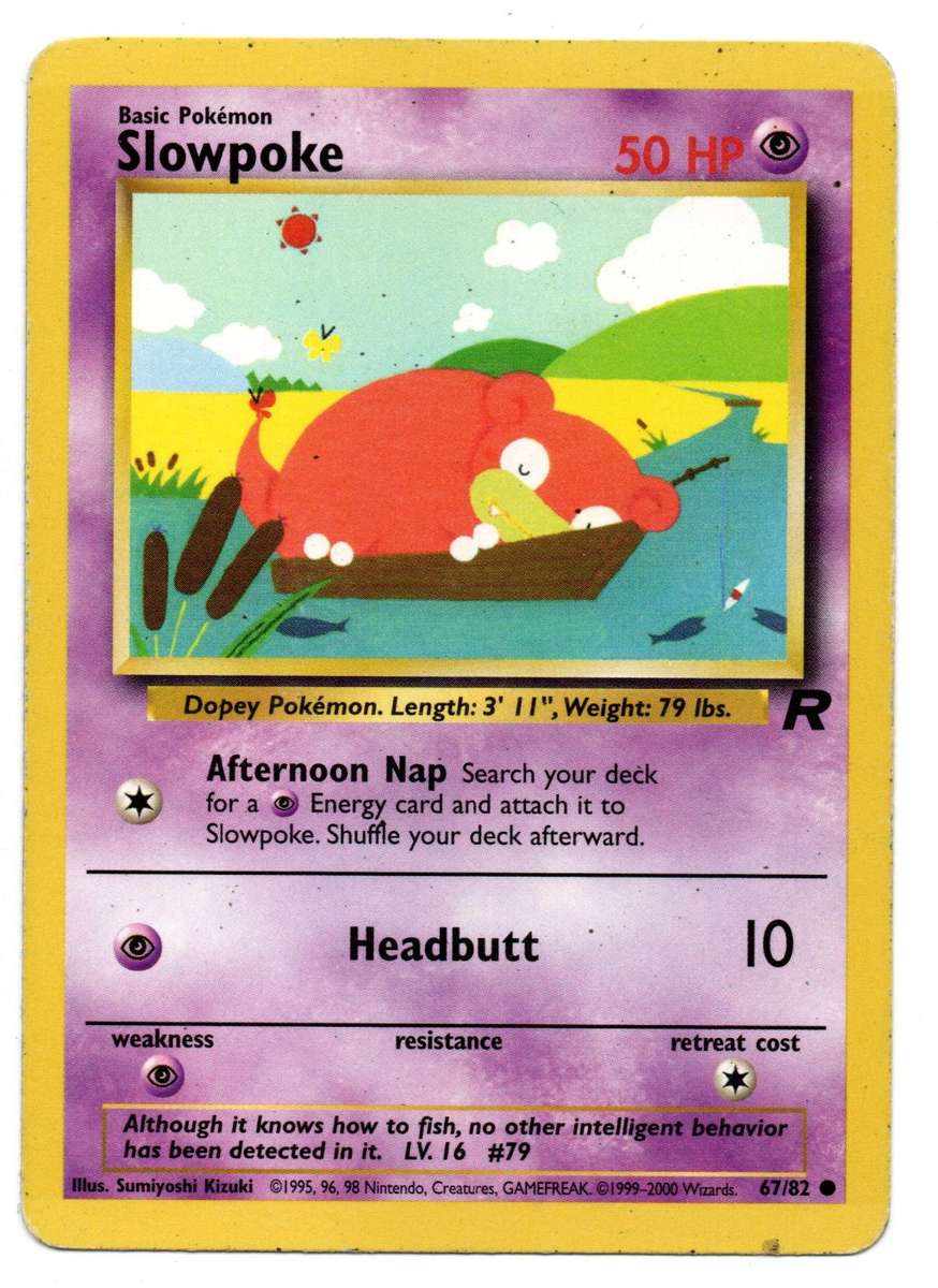 1995, 96, 98 Nintendo, Creatures - Pokemon Team Rocket - Basic Slowpoke 67/82