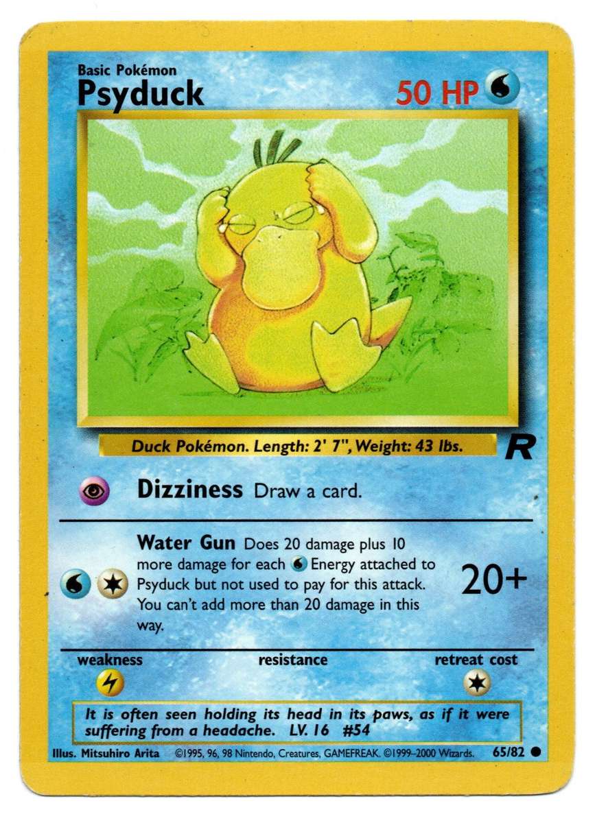 1995, 96, 98 Nintendo, Creatures - Pokemon Team Rocket - Basic Psyduck 65/82