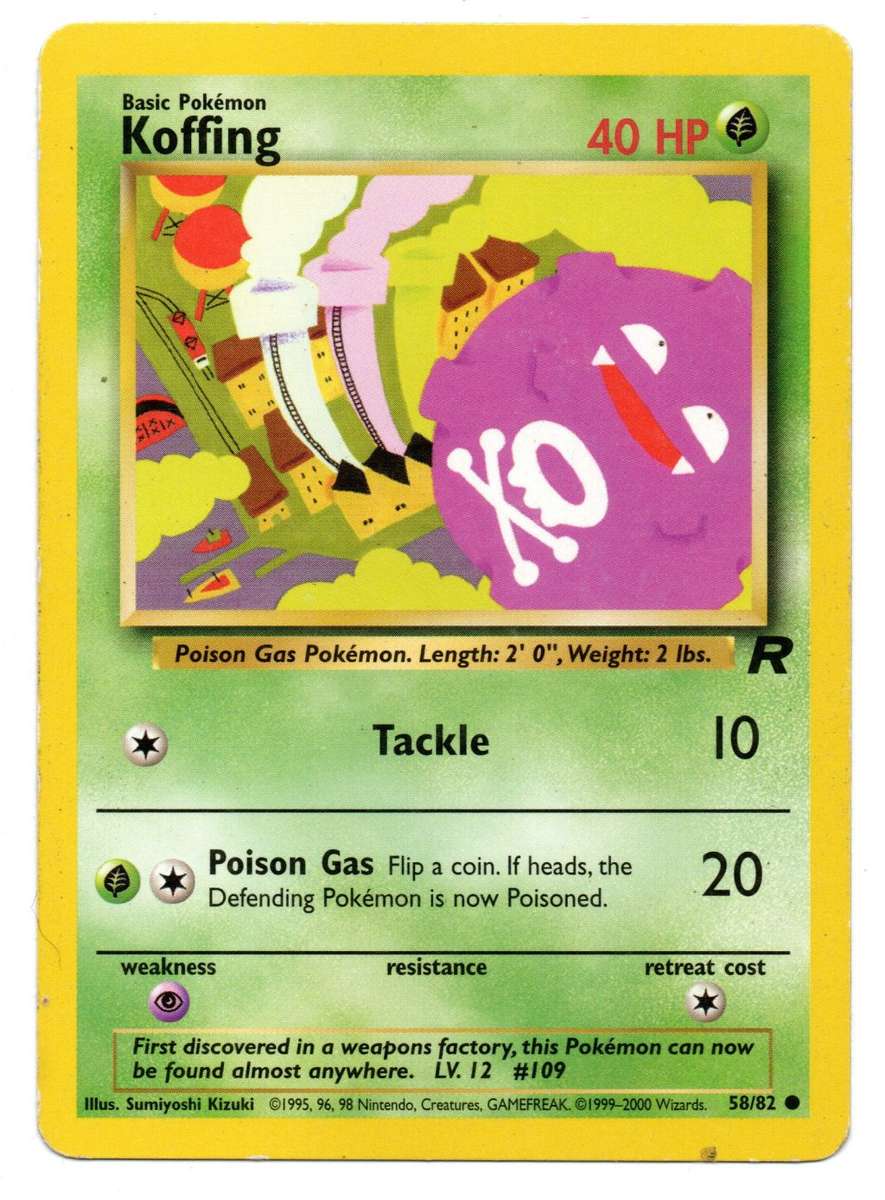 1995, 96, 98 Nintendo, Creatures - Pokemon Team Rocket - Basic Koffing 58/82