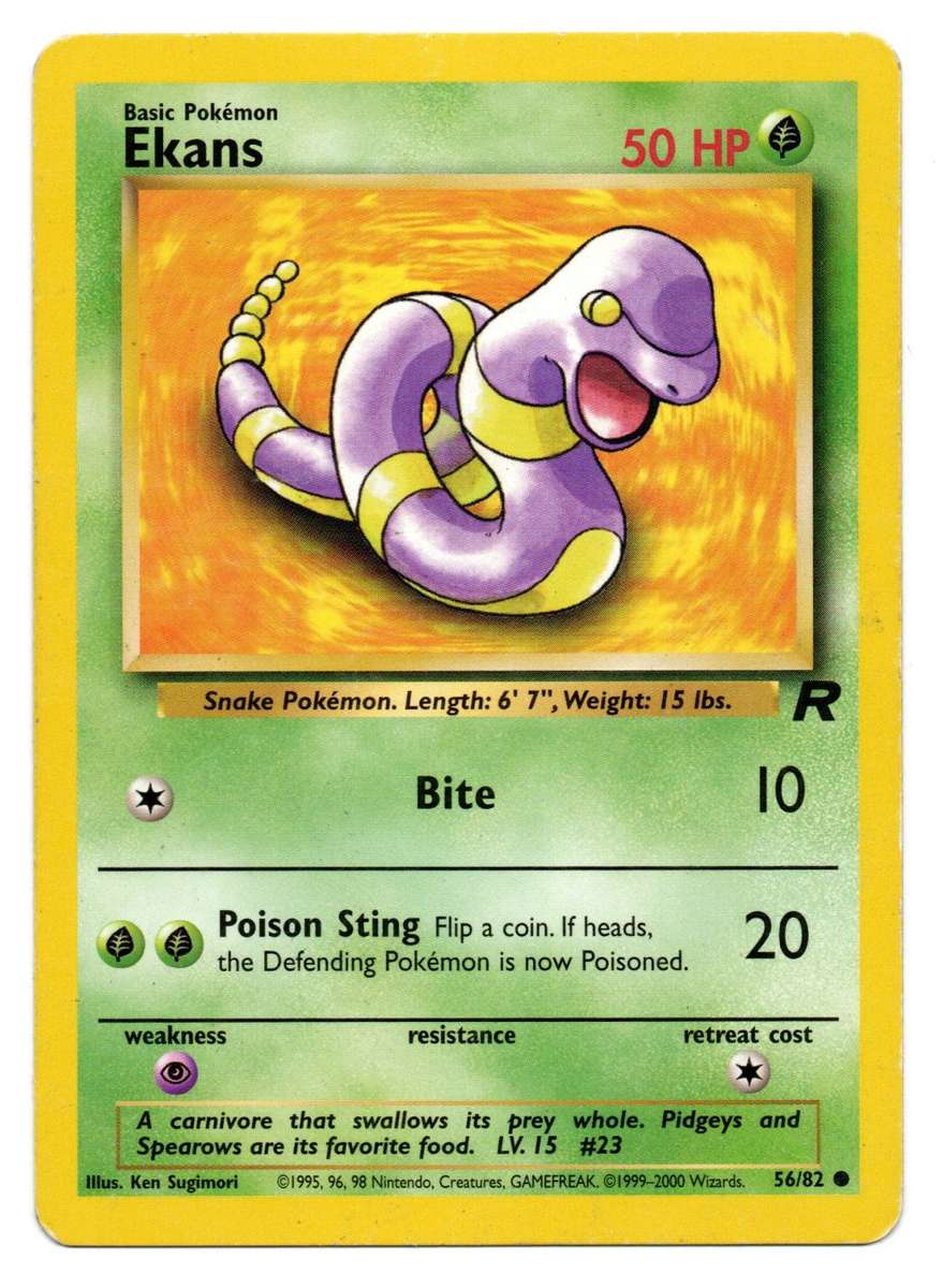 1995, 96, 98 Nintendo, Creatures - Pokemon Team Rocket - Basic Ekans 56/82
