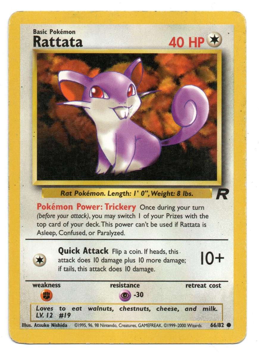 1995, 96, 98 Nintendo, Creatures - Pokemon Team Rocket - Basic Rattata 66/82