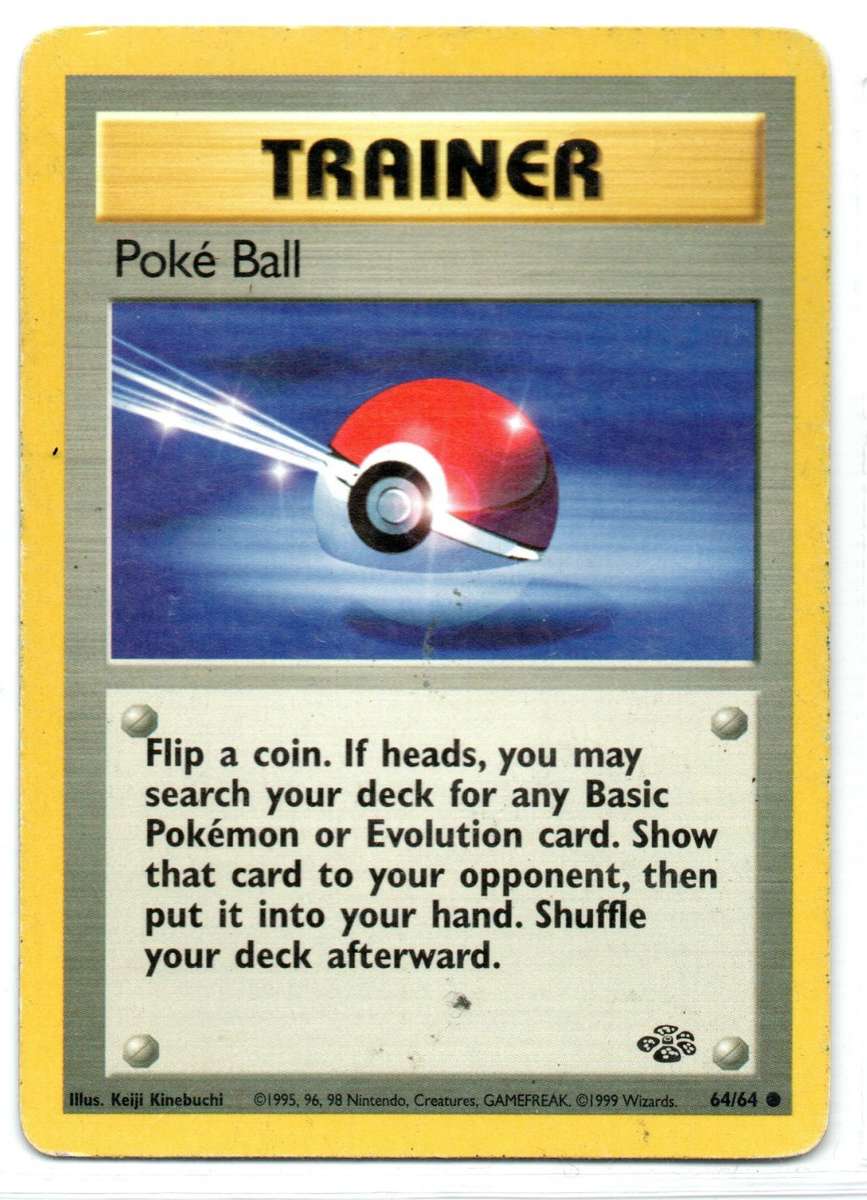 1995, 96, 98 Nintendo Creatures GAMEFREAK - Jungle Pokemon Trainer Poke Ball 64/64 Common