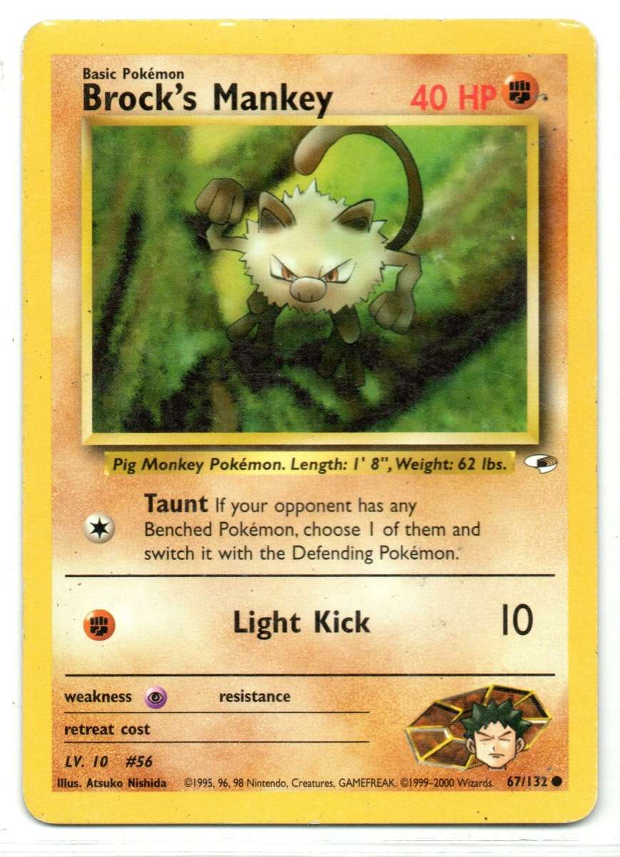 1995, 96, 98 Nintendo Creatures GAMEFREAK - Gym Heroes Pokemon Brock`s Mankey 67/132 Common