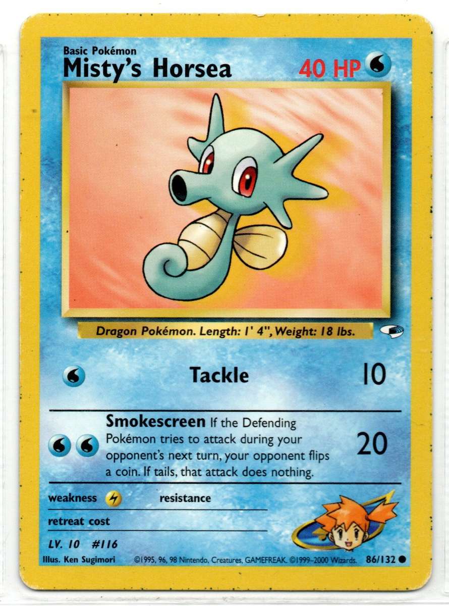 1995, 96, 98 Nintendo Creatures GAMEFREAK - Gym Heroes Pokemon Misty`s Horsea 86/132 Common