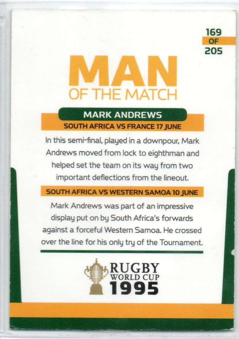 Rugby World Cup 2011 - Card 169/205 - Mark Andrews