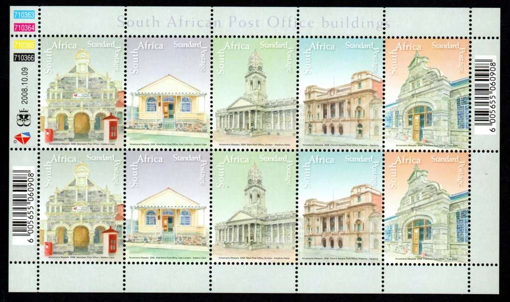 RSA 2008/10/09 South African Post Office buildings Complete Sheet