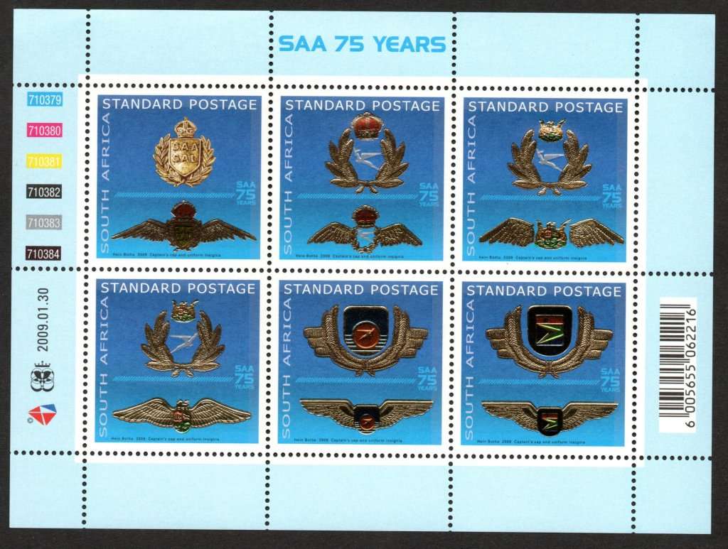 RSA 2009/01/30 SAA 75 YEARS Standard Postage Sheetlet