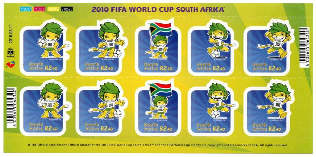 RSA 2010/06/11 FIFA Soccer Mascot Complete Sheet