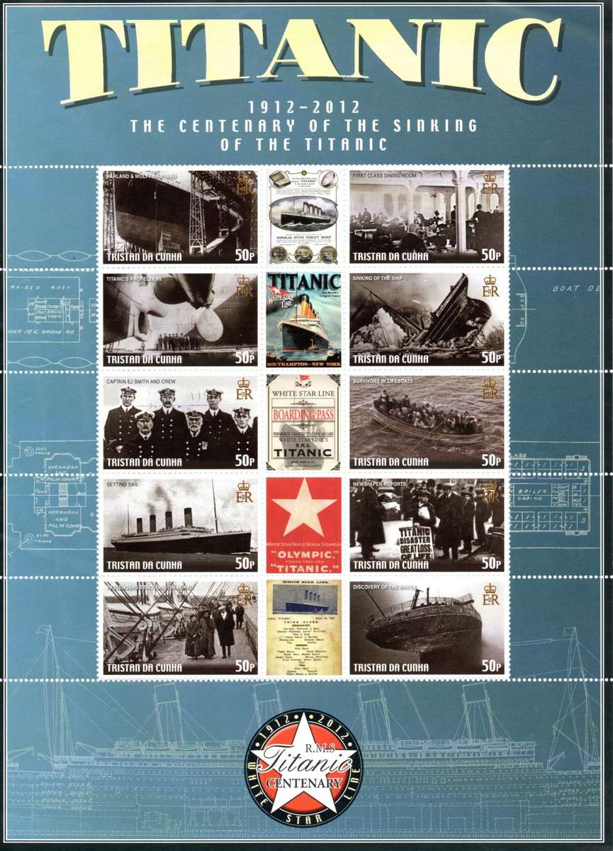 Tristan da Cunha 2012 Titanic The Centenary of the Sinking Complete Sheet