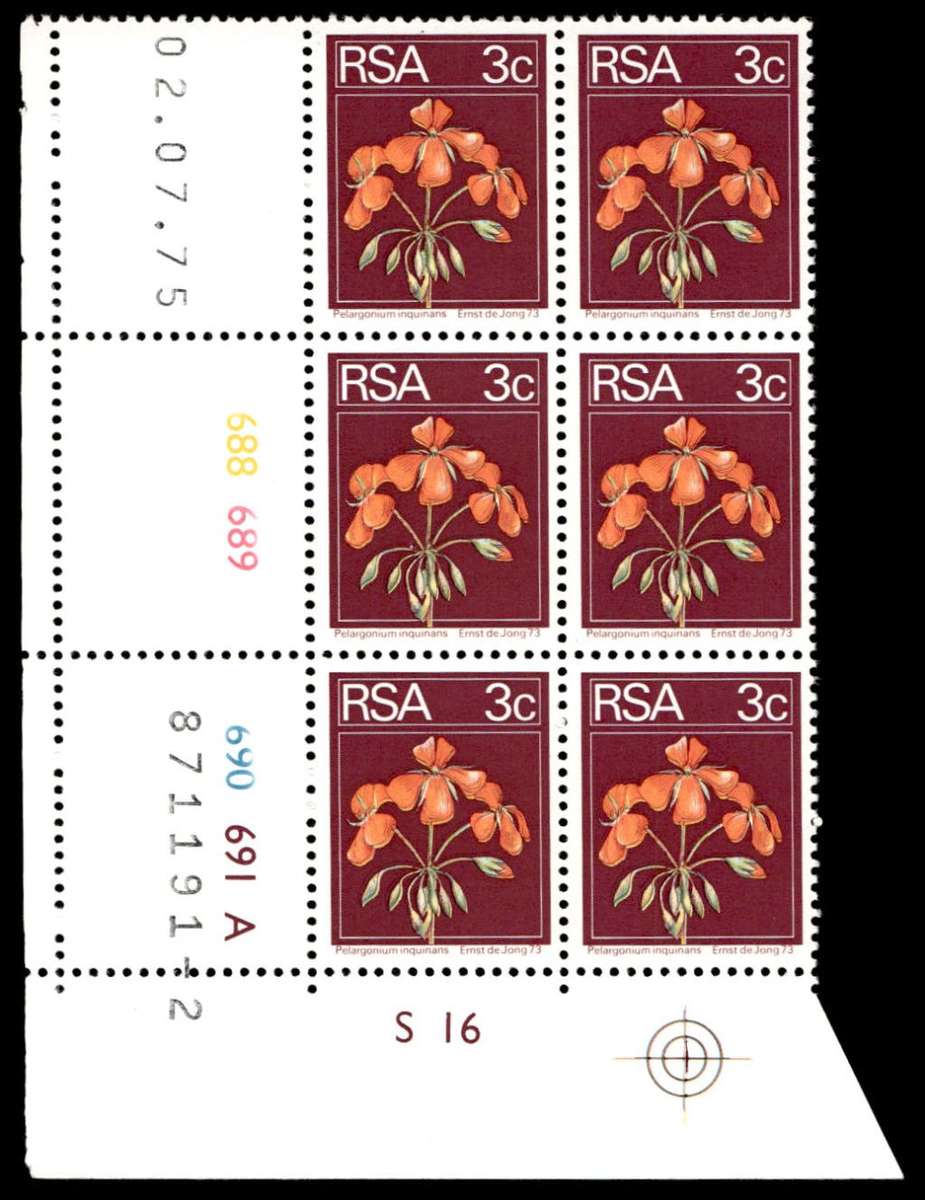 RSA 1975/07/02 2nd Definitive issue 3c Control Blocks Pane A