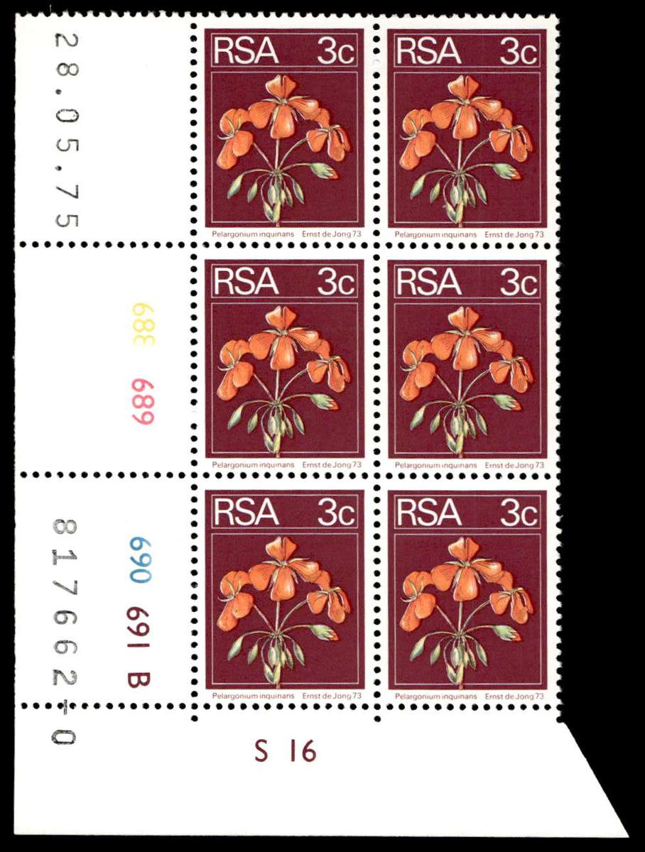 RSA 1975/05/28 2nd Definitive issue 3c Control Blocks Pane B