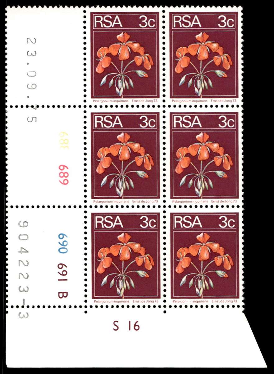RSA 1975/09/23 2nd Definitive issue 3c Control Blocks Pane B