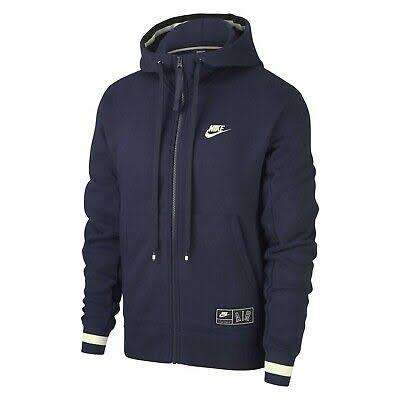 Men`s Nike Air Sportswear Full Zip Hoodie Fleece Blue Loose Fit CN9117 451- Size Medium