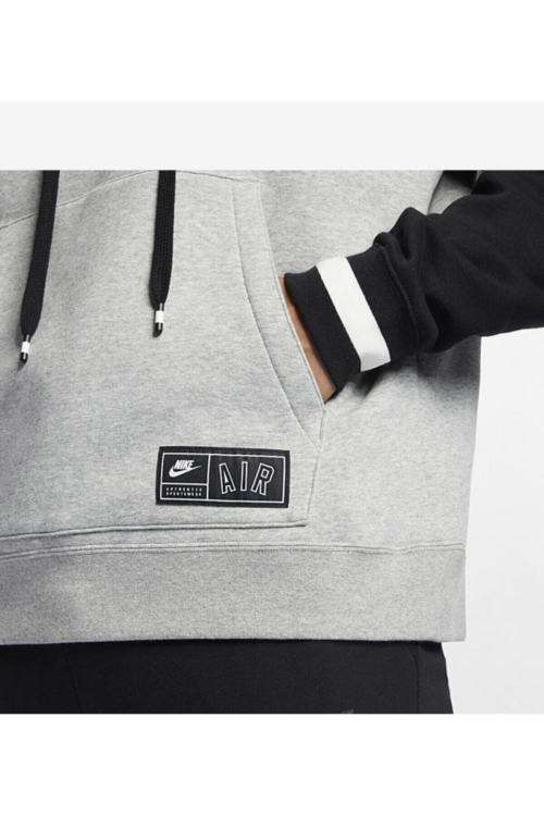 Men`s Nike Air Sportswear Hoodie Fleece Grey/Black Loose Fit CN9119 063 - Size Medium