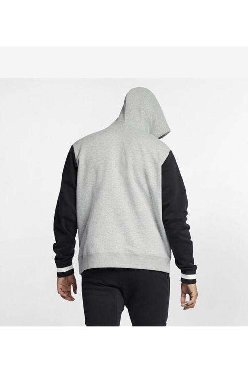 Men`s Nike Air Sportswear Hoodie Fleece Grey/Black Loose Fit CN9119 063 - Size Medium