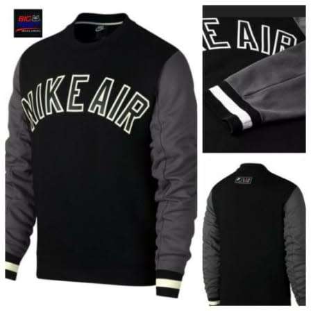Men`s Nike Air Fleece Crewneck Sweatshirt Black/Grey (LOOSE FIT) CN9123-010 - Size Medium