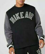 Men`s Nike Air Fleece Crewneck Sweatshirt Black/Grey (LOOSE FIT) CN9123-010 - Size Medium