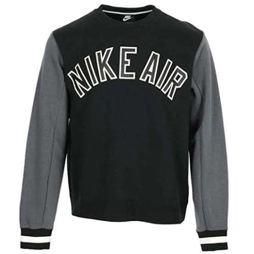 Men`s Nike Air Fleece Crewneck Sweatshirt Black/Grey (LOOSE FIT) CN9123-010 - Size Medium