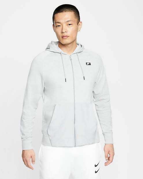 Men`s Nike Sportswear Full Zip Hoodie Grey CI9584-077 - Size Large