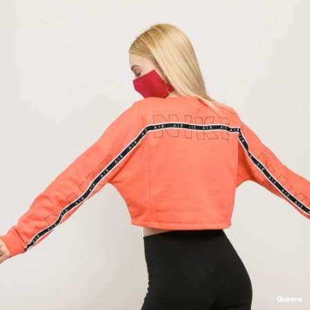 Nike Women`s Air Crew Sweatshirt/Crop Top Orange (LOOSE FIT) CJ3115-814 - Size Medium