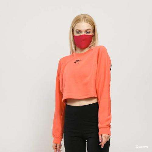 Nike Women`s Air Crew Sweatshirt/Crop Top Orange (LOOSE FIT) CJ3115-814 - Size Medium