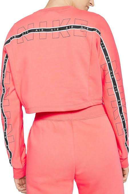 Nike Women`s Air Crew Sweatshirt/Crop Top Orange (LOOSE FIT) CJ3115-814 - Size Medium