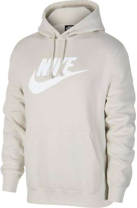 Men`s Nike Hoodie Hoody Off White Beige Logo BV2973-072 - Size Medium