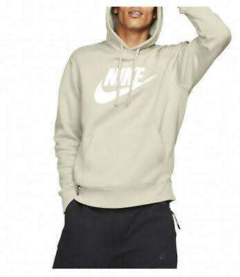 Men`s Nike Hoodie Hoody Off White Beige Logo BV2973-072 - Size Medium