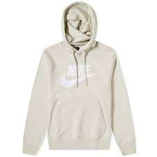Men`s Nike Hoodie Hoody Off White Beige Logo BV2973-072 - Size Medium