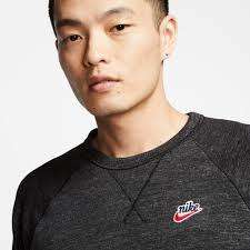 Men`s Nike Heritage Crew Sweat Black Heather CN9681-011 - Size Medium